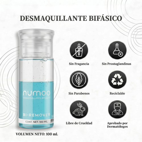 Desmaquillante Bifásico numoo. | Todo Tipo de Piel y Ojos Sensibles (100 ml)