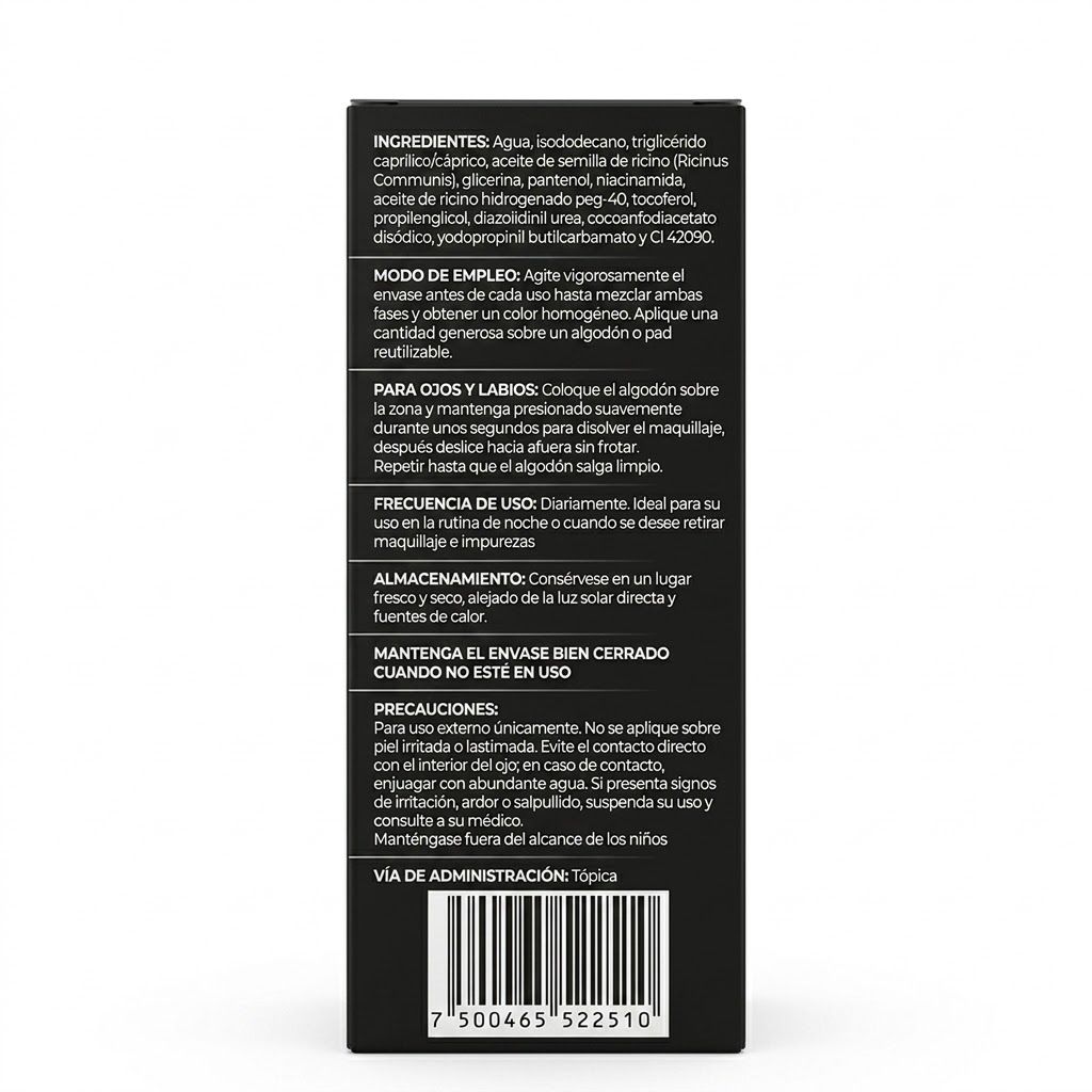 Desmaquillante Bifásico numoo. | Todo Tipo de Piel y Ojos Sensibles (100 ml)